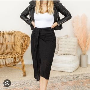 Lush | Black faux wrap midi skirt size medium